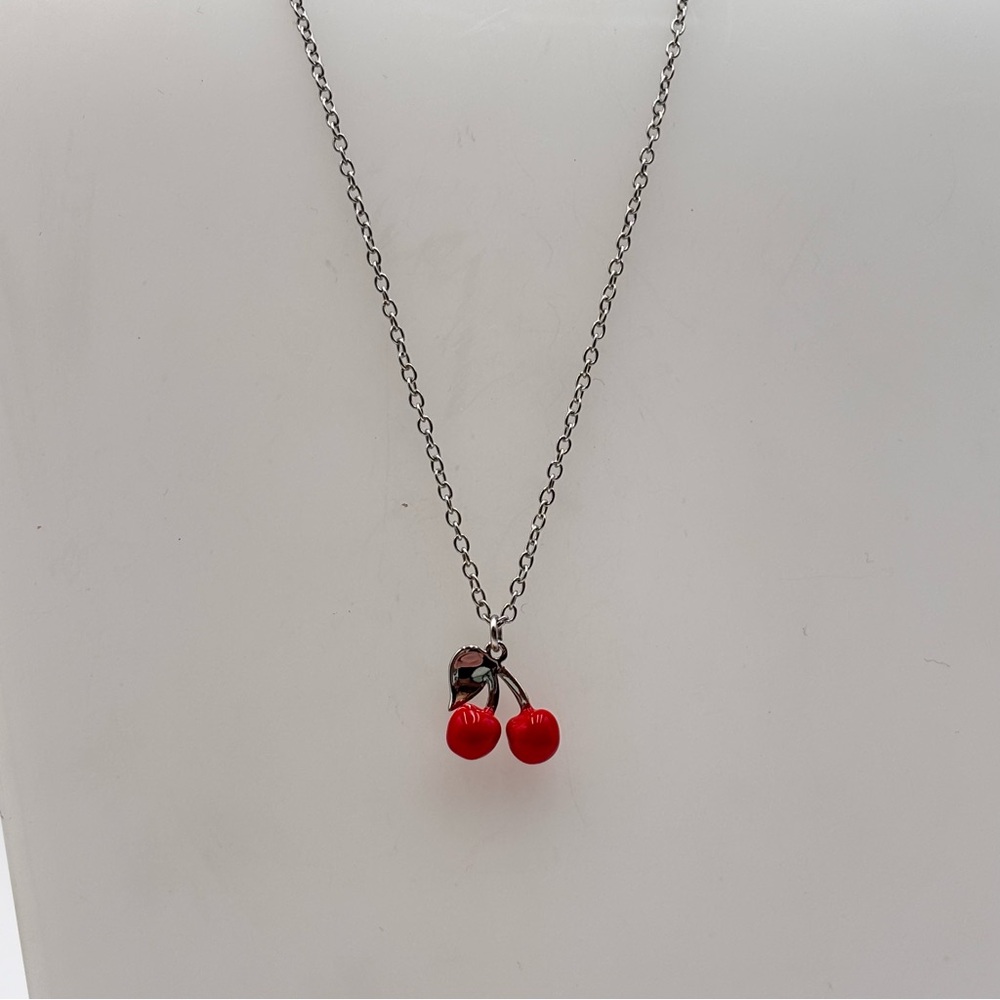 Vivienne Westwood Cherry Pendant Necklace Silver Tone Orb Charm - Picture 3 of 5